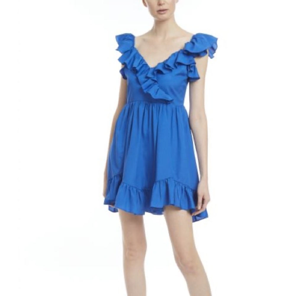 NWT ONE 33 SOCIAL BRIGHT BLUE RUFFLE DRESS SIZE 8